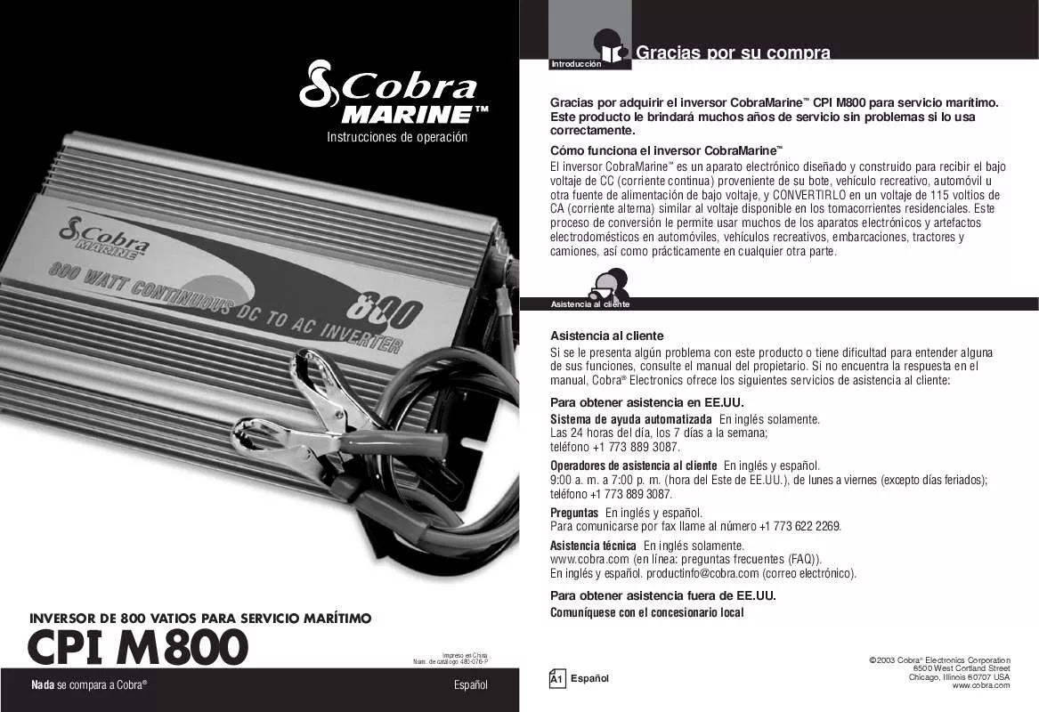 Mode d'emploi COBRA CPI M800