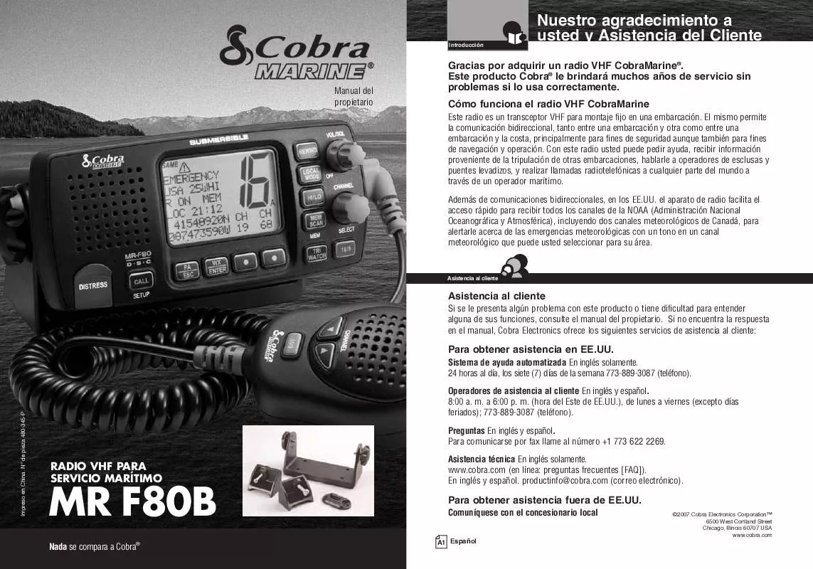 Mode d'emploi COBRA MR F80B