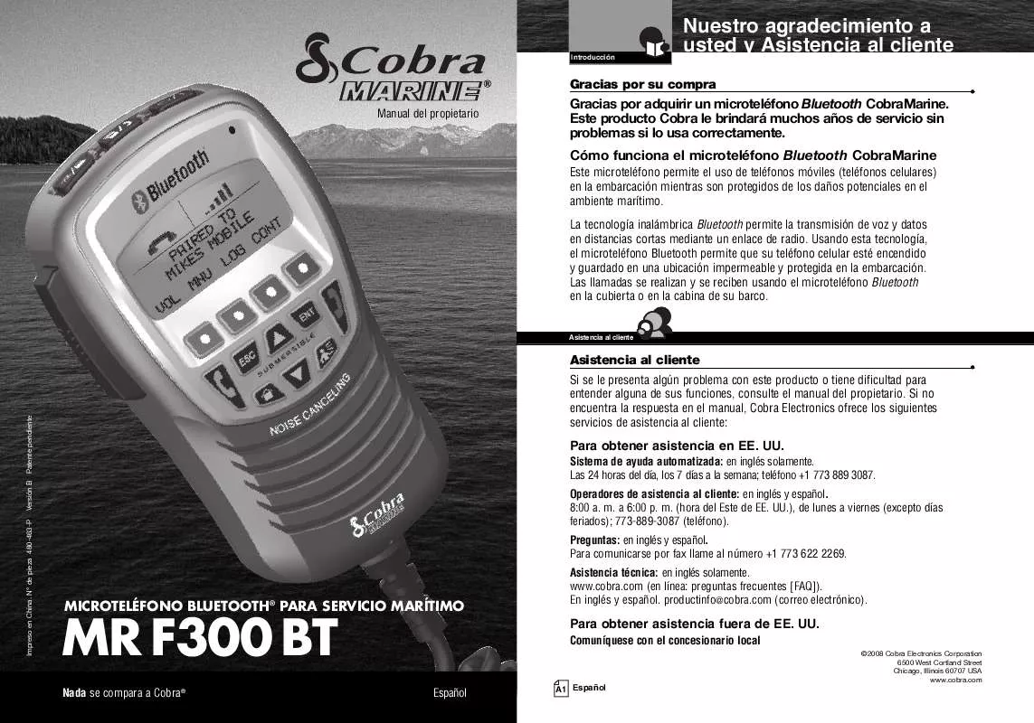 Mode d'emploi COBRA MR F30 0BT