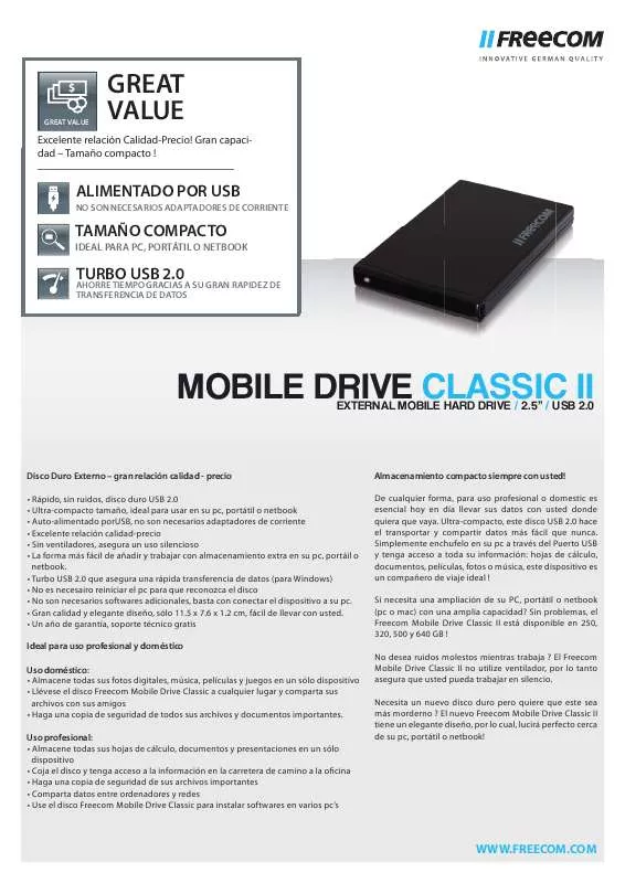 Mode d'emploi FREECOM MOBILE DRIVE CLASSIC II