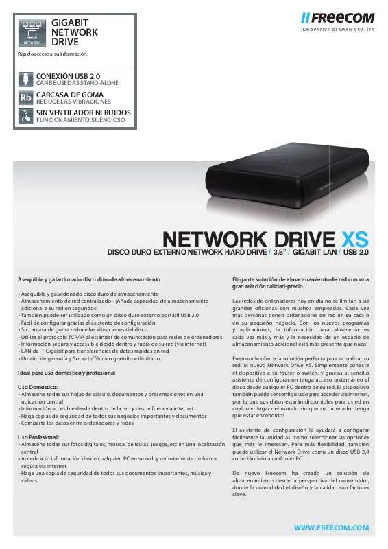 Mode d'emploi FREECOM NETWORK DRIVE XS