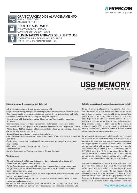 Mode d'emploi FREECOM USB MEMORY
